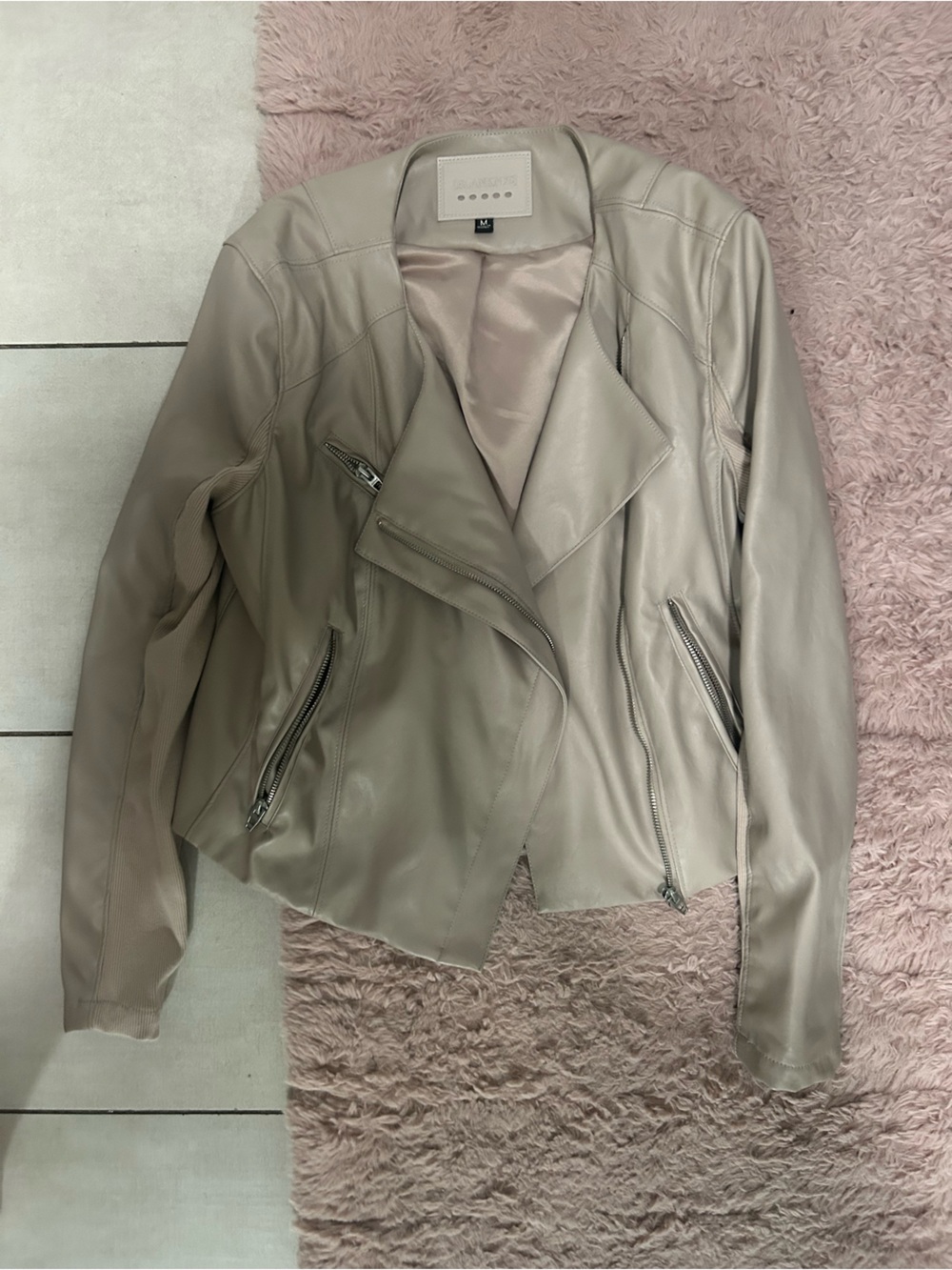 Blank NYC Taupe Leather Moto Jacket